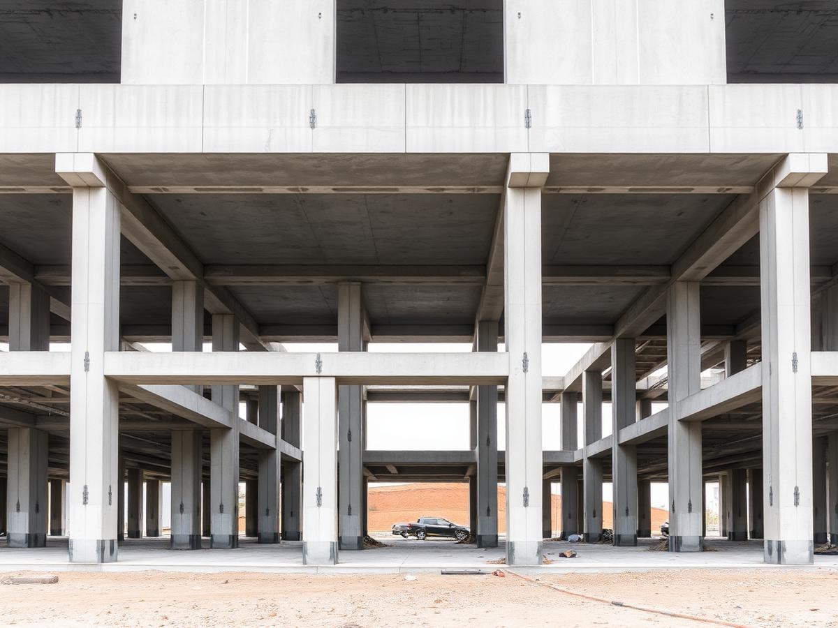 Reinforced concrete frame of a commercial building under construction